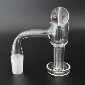 画像1: Flat Top Quartz Banger With Hollow Bubble Cap Ball & Terp Pillar フラットトップ クォーツ バンガー バブルキャップ＆タープピラー付き （WAX・ダブリグ用 火皿）