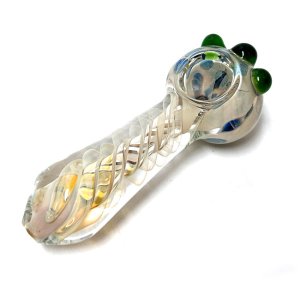 画像: Silver Furned Spiral Glass Pipe ガラスパイプ