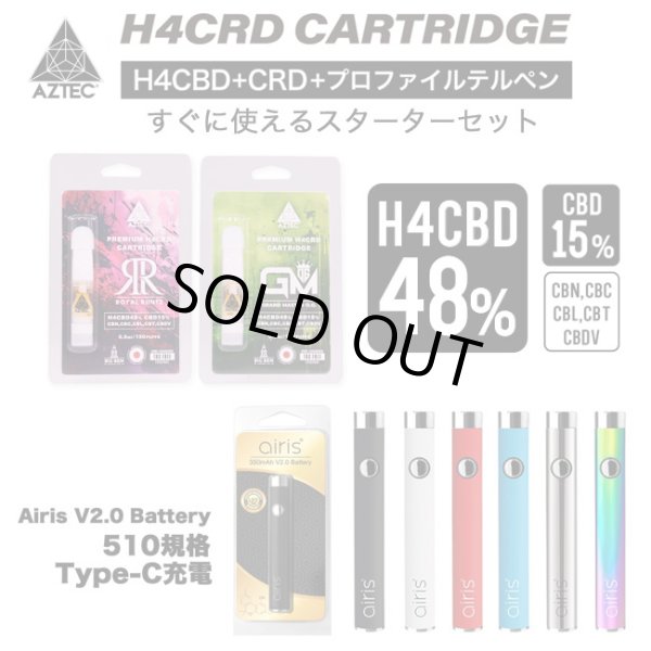 画像1: （すぐに使えるセット）Aztec - H4CRD  リキッド カートリッジ 0.5ml ヴェポライザーセット（H4CRD48% + CBD15% + CBN10% 配合） (1)