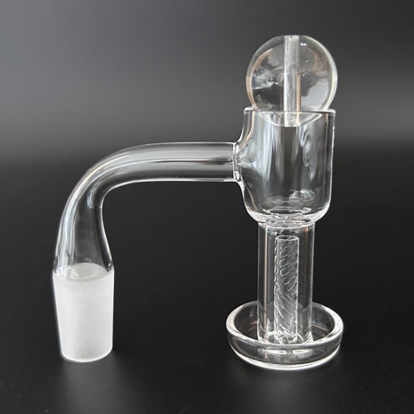 画像1: Flat Top Quartz Banger With Hollow Bubble Cap Ball & Terp Pillar フラットトップ クォーツ バンガー バブルキャップ＆タープピラー付き （WAX・ダブリグ用 火皿） (1)